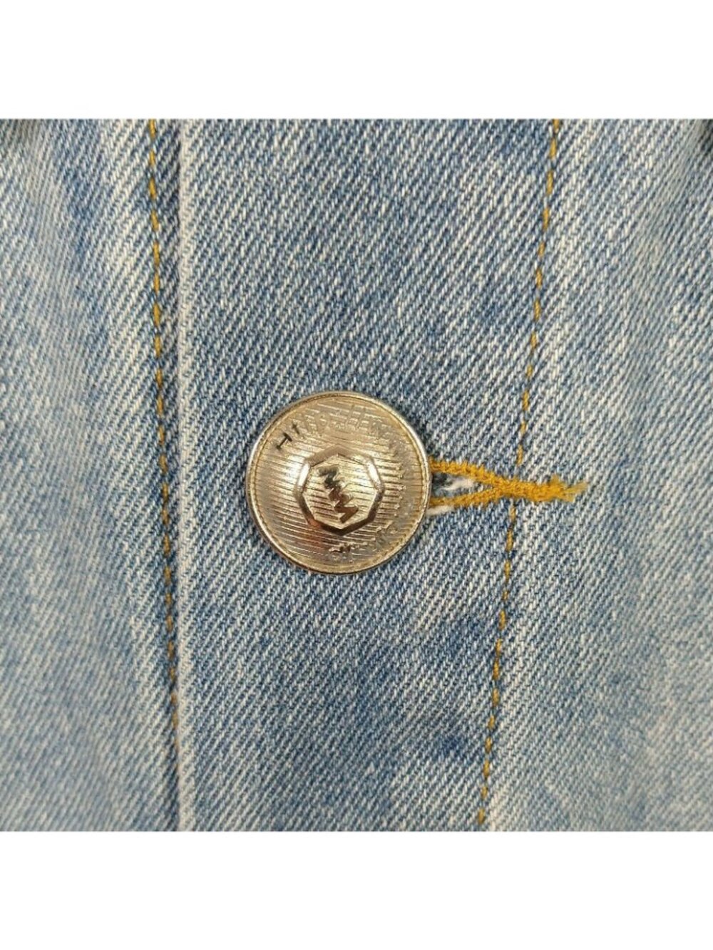 Mod Wave Movement Denim Jean Jacket Button Up Men Size XL Ripped Destroyed - Picture 7 of 12